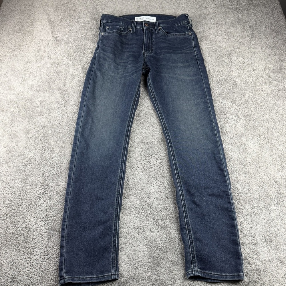 Signature Levi Strauss S47 Regular‎ Taper Jeans Mens 29x28 Blue Dark Wash Denim